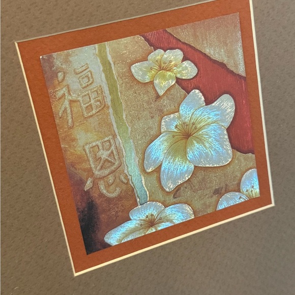 Vintage Japanese Foil Art Framed in Bamboo Frame Measuring 13 X 13 - Picture 6 of 12